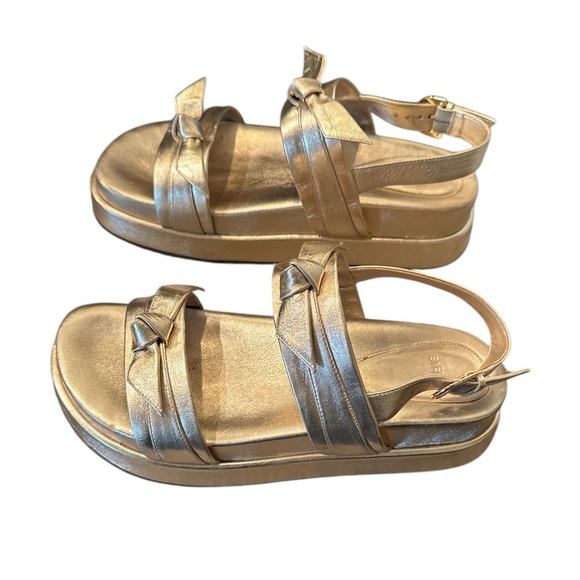 Alexandre Birman Gold Platform Sandals - Picture 1 of 7